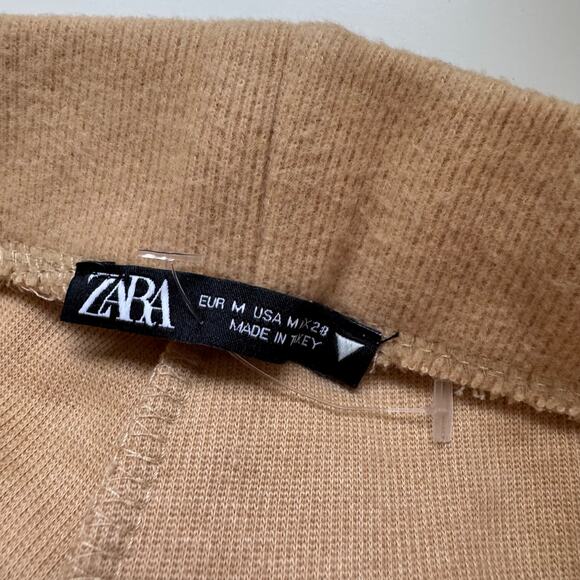 NWOT ZARA Ribbed Wide-Leg Tan Pants size M - Picture 3 of 4